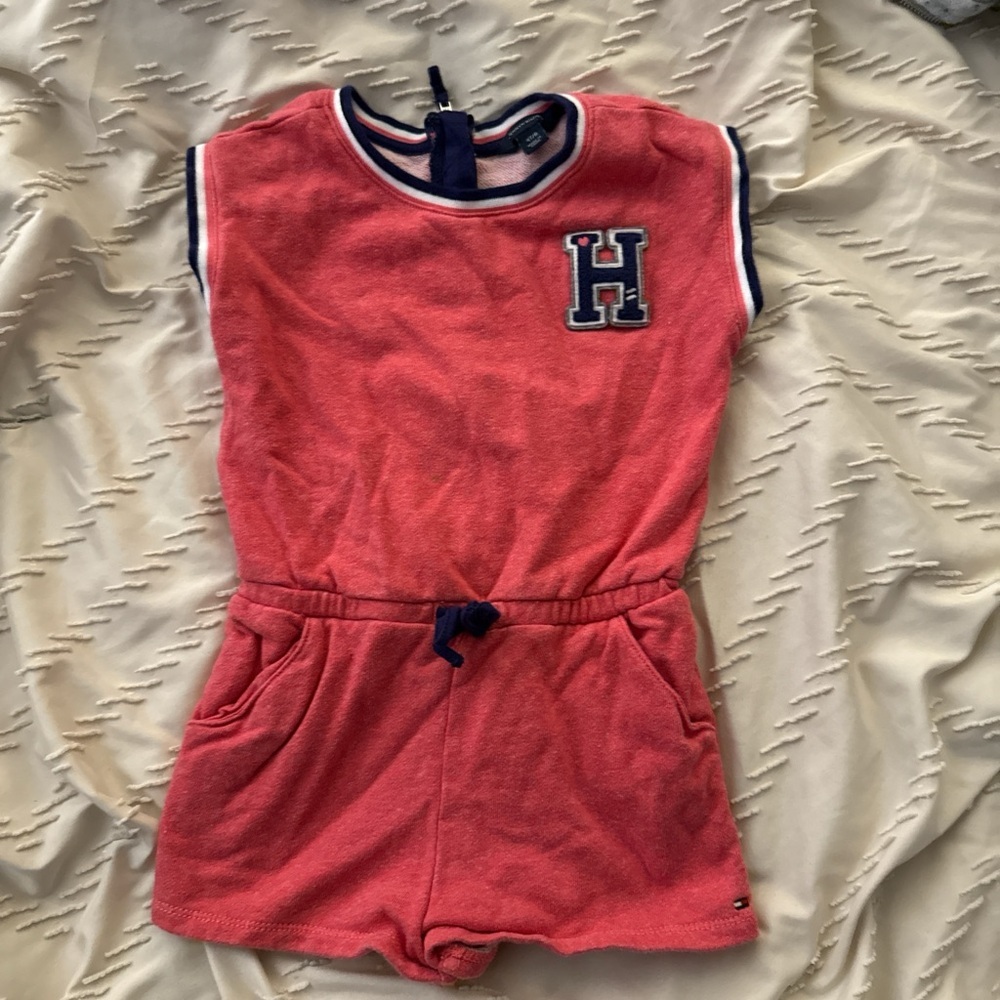 Tommy Hilfiger Red and Navy Romper with 'H' Patch
